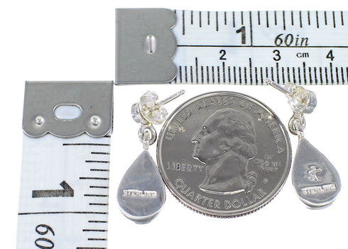 Authentic Sterling Silver Turquoise Southwest Tear Drop Post Dangle Earrings AX94925